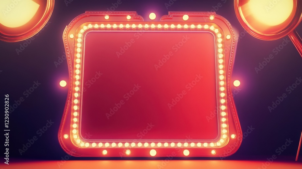 Obraz premium Bright Retro Frame with Lights for Theatrical Background Display