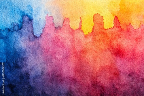 Abstract watercolor painting with vibrant hues and bold strokes photo