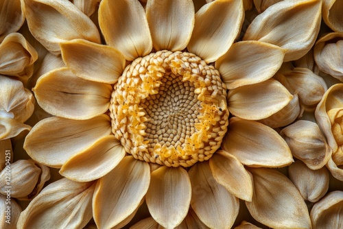 Close-up of a golden dahlia flower in full bloom photo