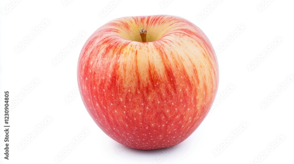 Red and Yellow Striped Apple on White Background Red and Yellow Striped Apple on White Background
