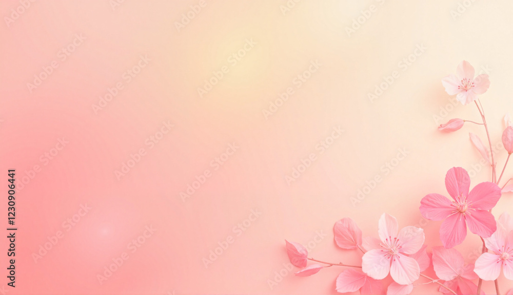 Gradient pink and peach background with delicate cherry blossoms Gradient pink and peach background with delicate cherry blossoms