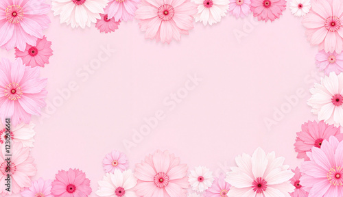  Pink floral border background with soft pastel tones