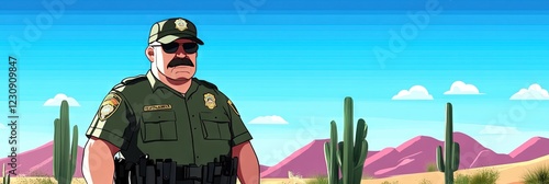Naklejka 2D animation border patrol 