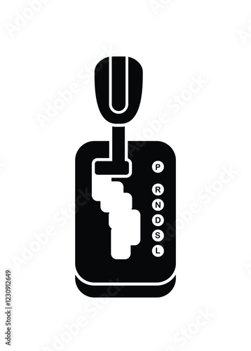 Automatic car gear lever. Simple illustration in black and white.