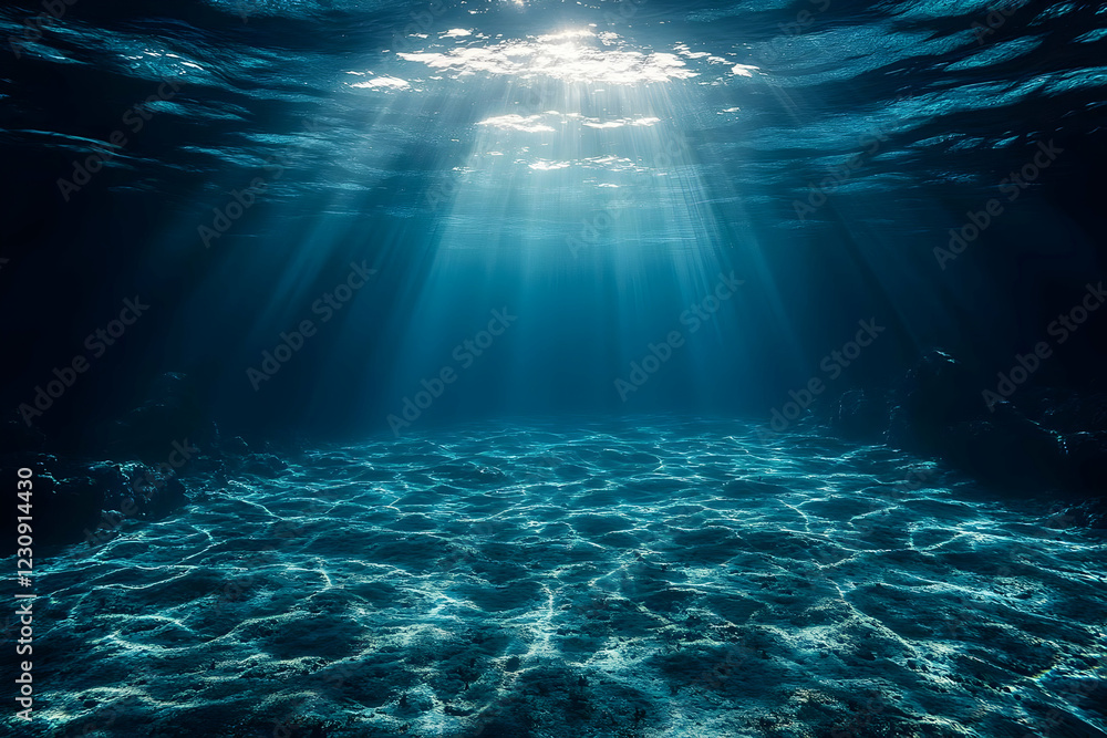 Fototapeta premium Underwater Sunlight Rays Illuminating Ocean Floor