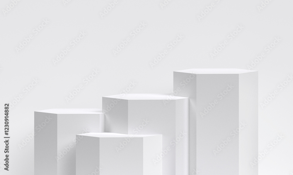 White product display podium in studio room, for display presentation White product display podium in studio room, for display presentation