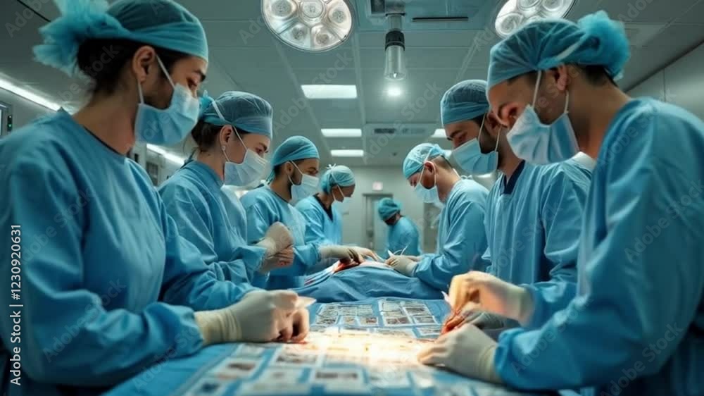 close-up Team of surgeons and nurses are working together, performing a surgical procedure on a newborn baby in a modern operating room
close-up Team of surgeons and nurses are working together, performing a surgical procedure on a newborn baby in a modern operating room