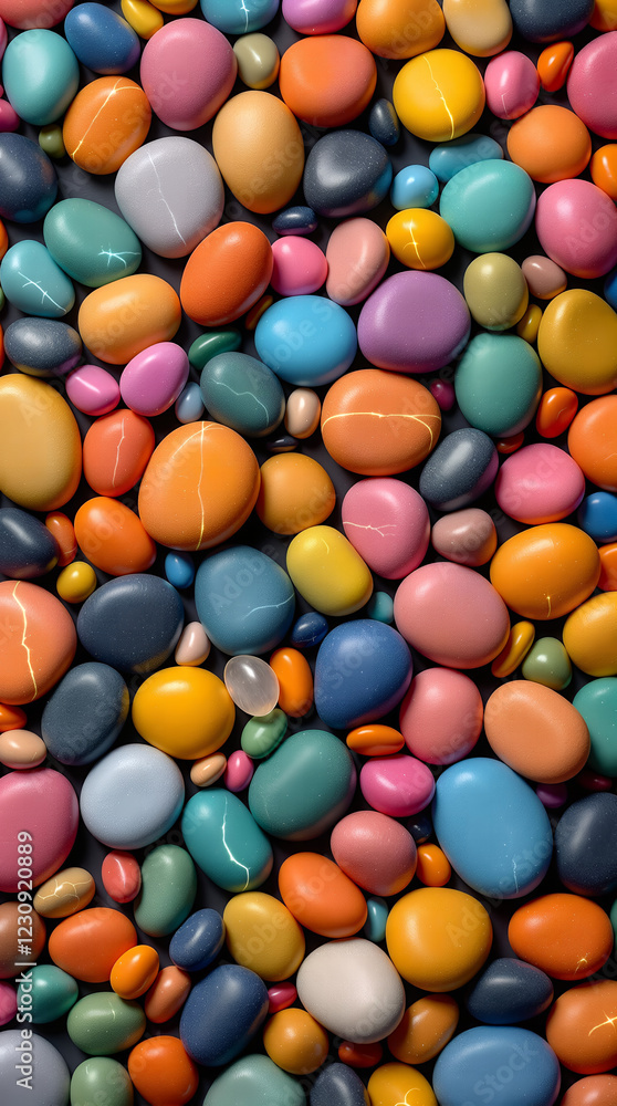 Fototapeta premium Colorful Candy Pebbles Easter Egg Sweets, Polka Dot Treats