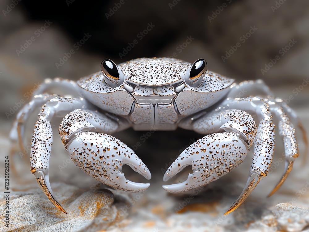 Crystal crab made of precious gemstones, sparkling in a cave, 3D illustration Crystal crab made of precious gemstones, sparkling in a cave, 3D illustration