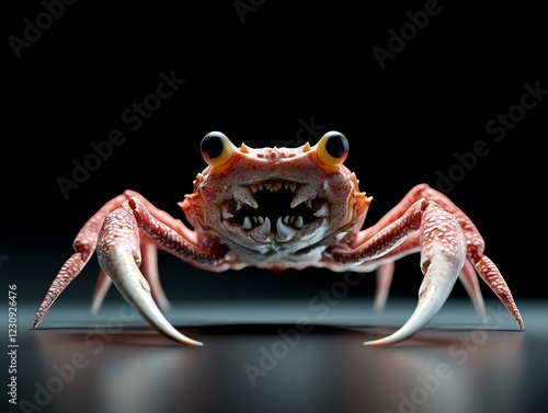 Hybrid fishcrab creature, eerie and fascinating, deepsea horror theme, 3D illustration photo