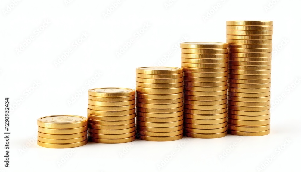 Growing Gold Coin Stacks Financial Success Investment Growth Growing Gold Coin Stacks Financial Success Investment Growth