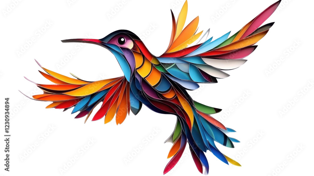Fototapeta premium Colorful hummingbird flying with transparent background