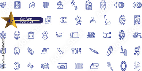 Car Parts line Editable Icons set. Vector illustration