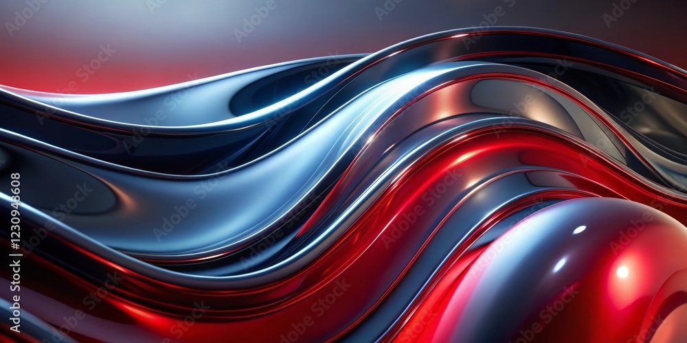 Abstract Red Blue Metallic Waves Background Abstract Red Blue Metallic Waves Background