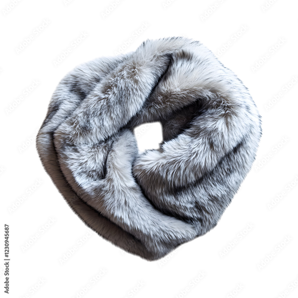 Faux Fur Shawl in Silver Grey Isolated on Transparent Background Faux Fur Shawl in Silver Grey Isolated on Transparent Background