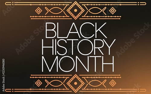 Black History Month Text in Modern Sans-Serif Font with African-Inspired Line Art