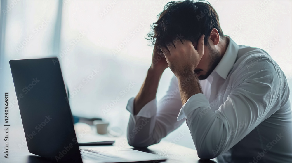 Lonely man struggling with life problems, emotional breakdown moment