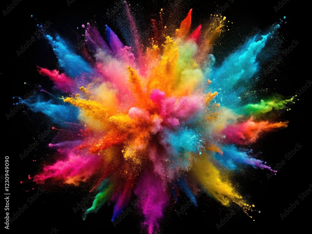 Colorful Holi dust cloud explodes in abstract photography: vibrant hues dominate. Colorful Holi dust cloud explodes in abstract photography: vibrant hues dominate.