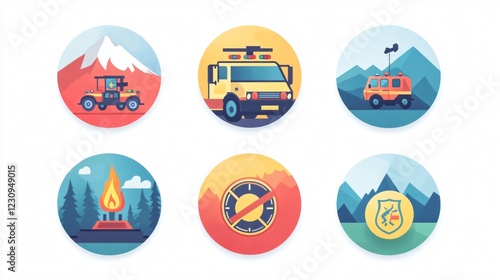 Set of Flat Vector Emergency Service Icons for Professional Designs