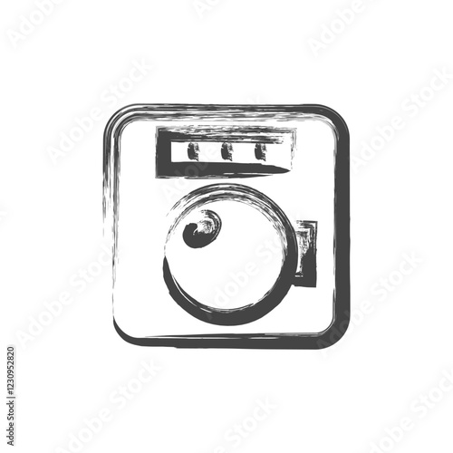 筆書き日用品家電関連の単品アイコン　ドラム式洗濯機