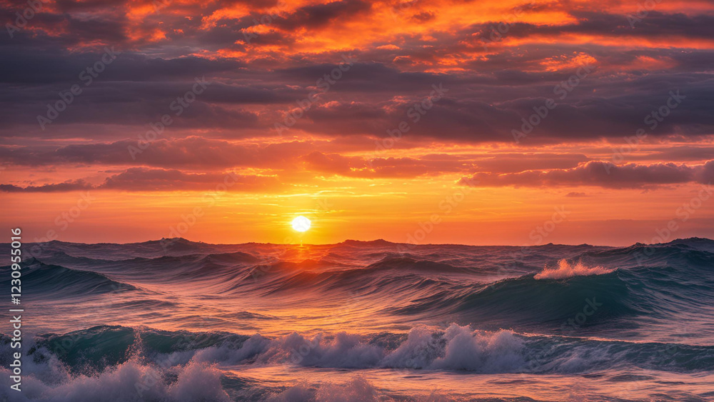 Obraz premium An exquisite sunrise illuminates the waters