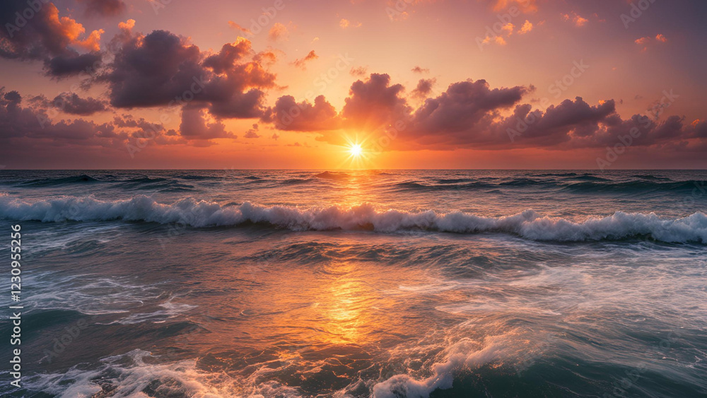 Obraz premium A stunning dawn breaks over the ocean
