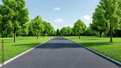 Wallpaper Mural Serene Roadway Surrounded by Lush Green Trees and Grasslands Torontodigital.ca