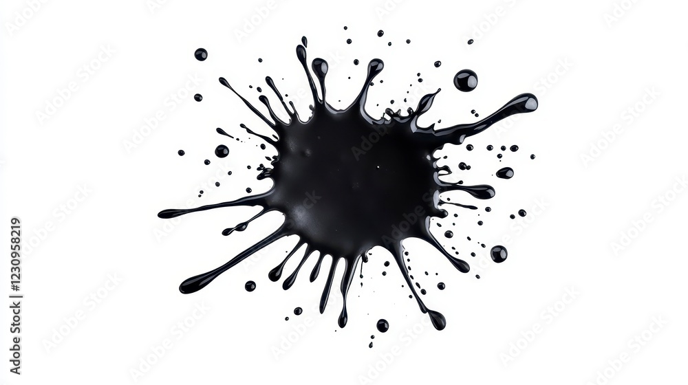 Abstract black paint splash on white background for creative designs Abstract black paint splash on white background for creative designs