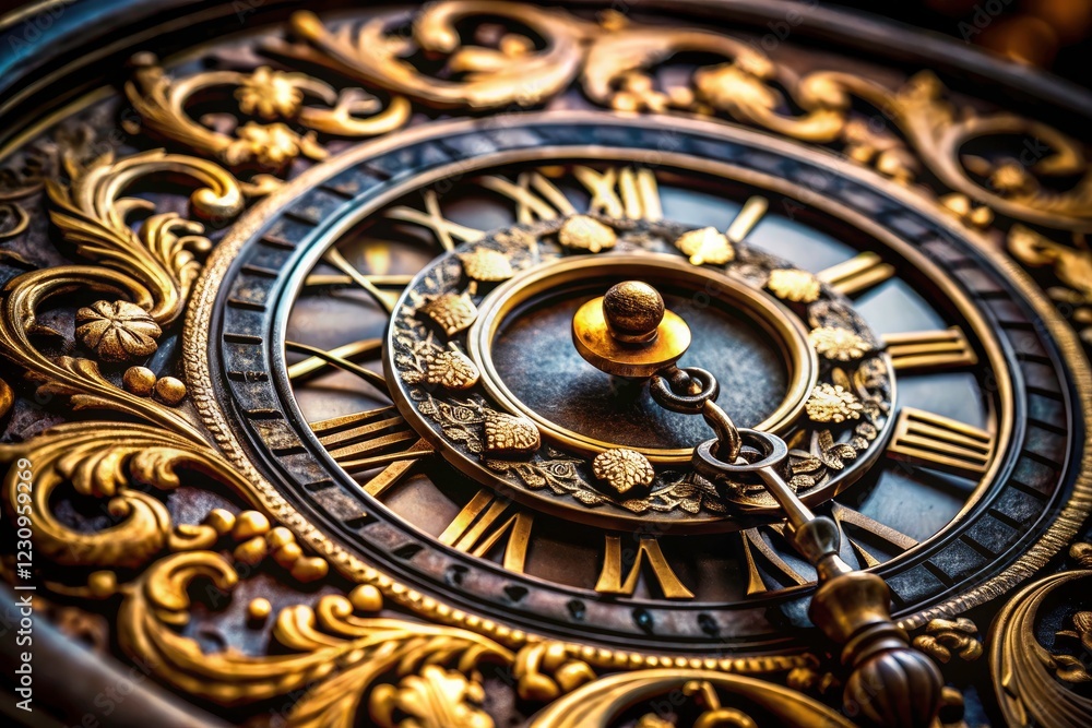 Macro Photography Black and White Clock Close Up - Detailed Vintage Timepiece Image Macro Photography Black and White Clock Close Up - Detailed Vintage Timepiece Image