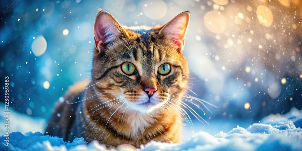 Macro snow cat photography: enchanting close-up images of fluffy kittens in winter's frost. Macro snow cat photography: enchanting close-up images of fluffy kittens in winter's frost.