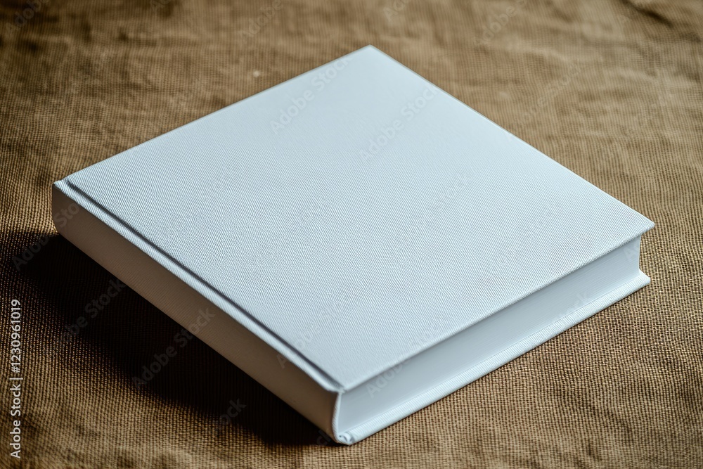 High Resolution Image of a White Book with a White Cover on it is Laying on a Brown Surface High Resolution Image of a White Book with a White Cover on it is Laying on a Brown Surface