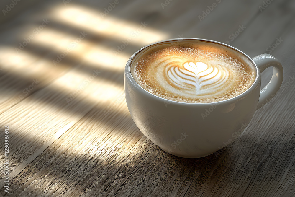Freshly Brewed Espresso in a White Cup on Wooden Table Freshly Brewed Espresso in a White Cup on Wooden Table