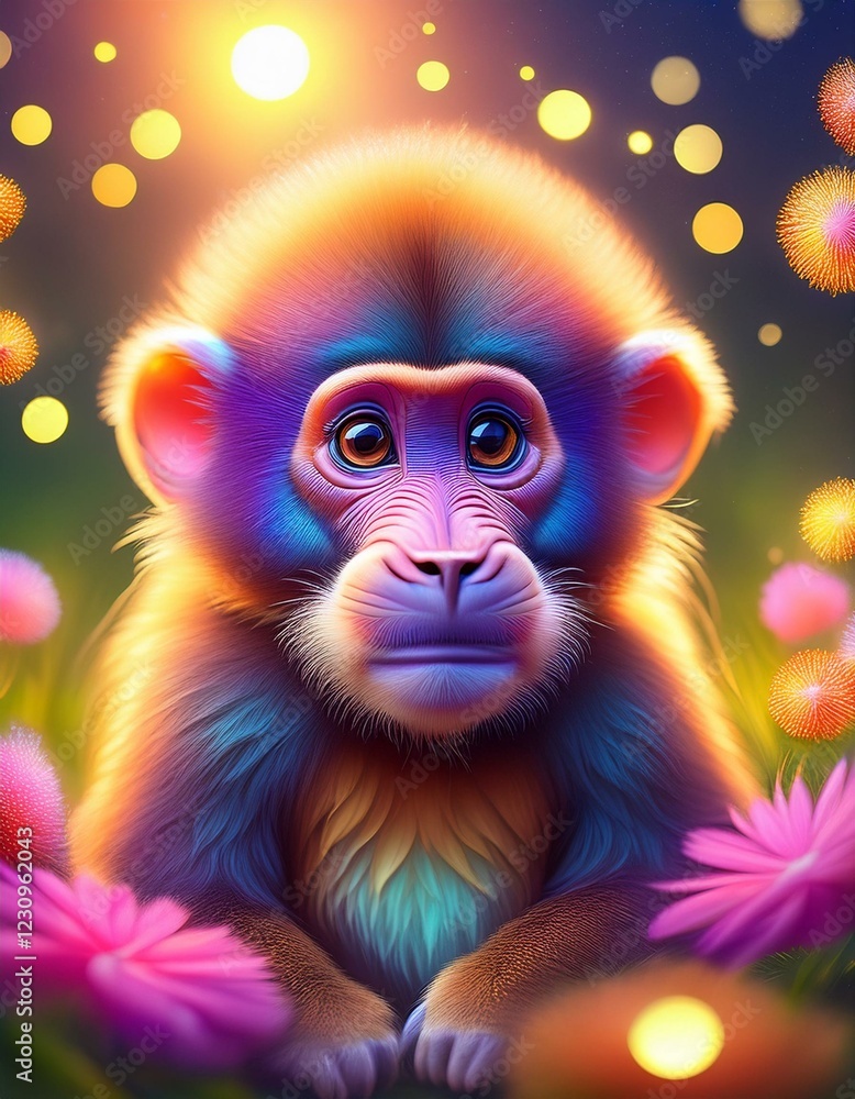 Niedliches Mandrill Äffchen Niedliches Mandrill Äffchen