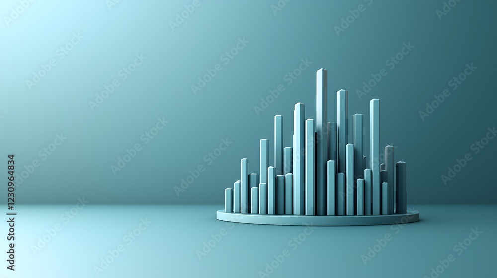 Captivating 3D Chart Glows In Gradient Blue, Displaying Data Trends In An Artistic And Modern Style. Financial Growth Concept with 3D Graph Representing Increased Contribution Limits Captivating 3D Chart Glows In Gradient Blue, Displaying Data Trends In An Artistic And Modern Style. Financial Growth Concept with 3D Graph Representing Increased Contribution Limits