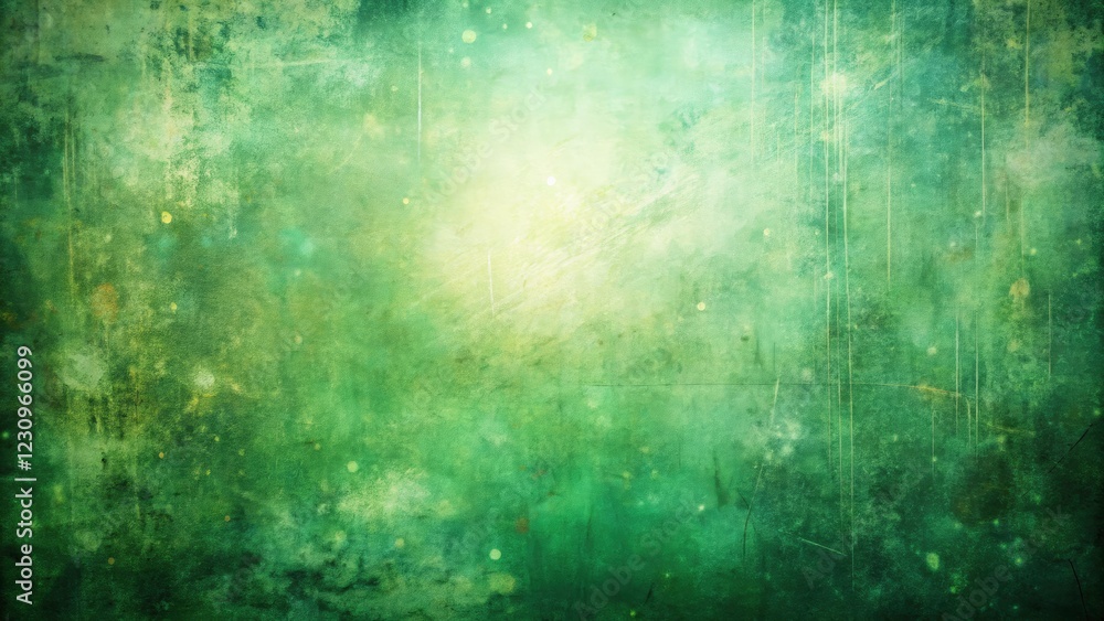 Obraz premium Retro green abstract background. Aged paper, distressed texture creates vintage grunge aesthetic.