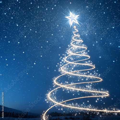 christmas tree on blue