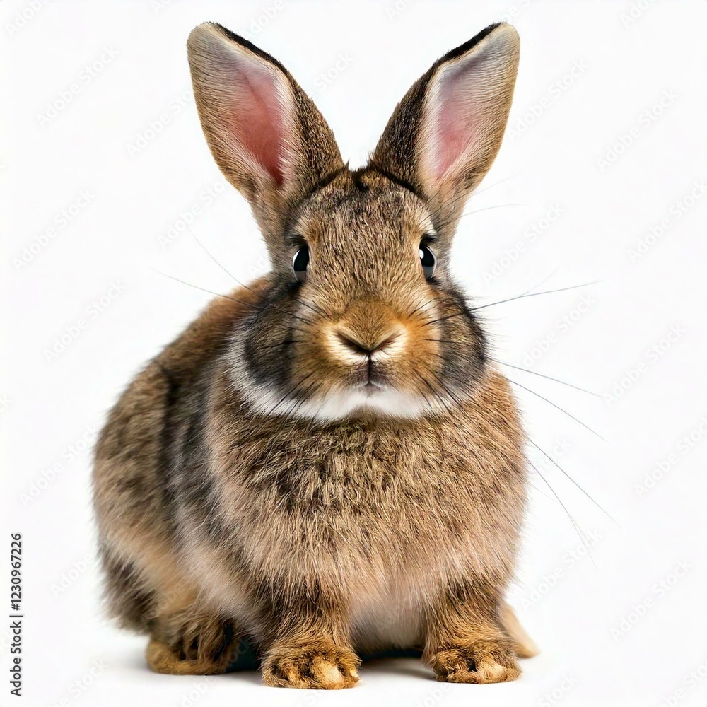 Fototapeta premium Bunny rabbit sitting in front of white background