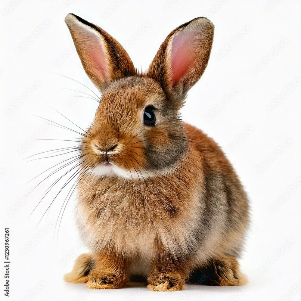 Fototapeta premium Bunny rabbit sitting in front of white background