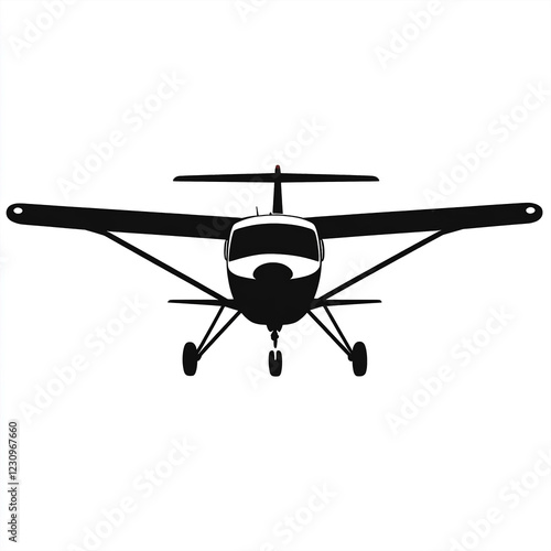 A Simple Vector Illustration of a Cessna Airplane Silhouette in Black and White
