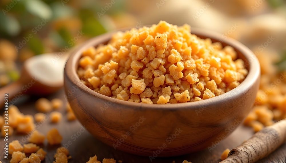 Crispy Fried Chickpea Snacks in Wooden Bowl Crispy Fried Chickpea Snacks in Wooden Bowl