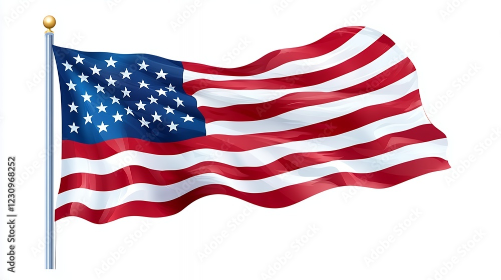 Obraz premium National Flag Waving Proudly on a White Background A Detailed Vector Illustration