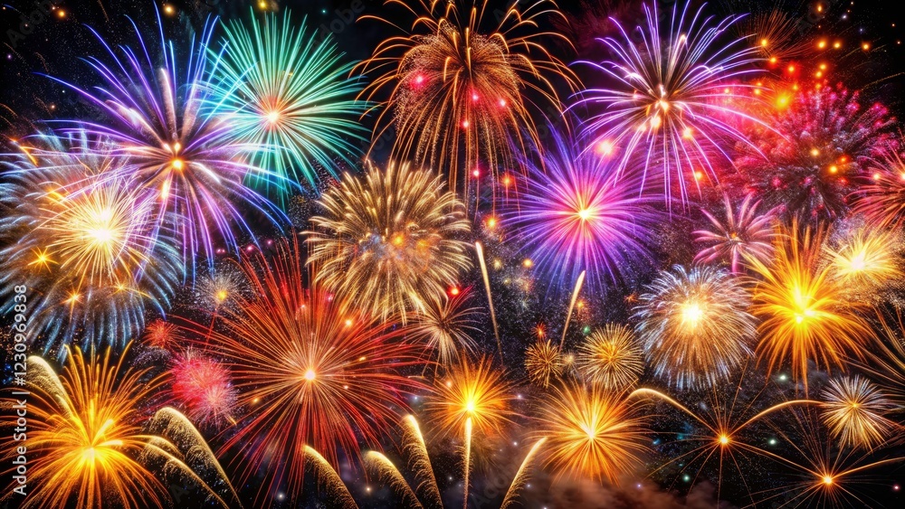 Stunning fireworks illuminate the dark night, creating a sparkling, vibrant spectacle. Stunning fireworks illuminate the dark night, creating a sparkling, vibrant spectacle.