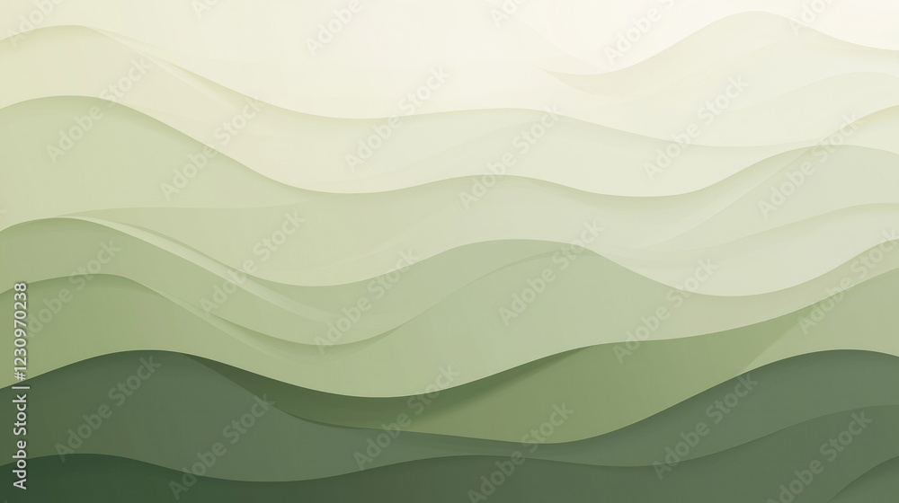 Fototapeta premium abstract green background with waves wallpaper background gradient of color to cream