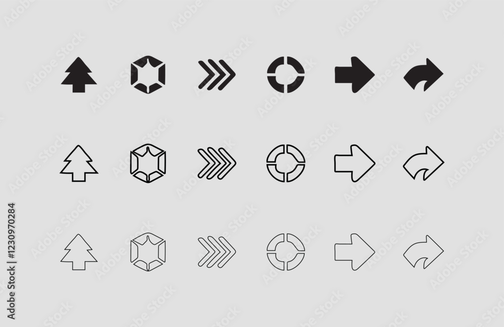 Set arrow icons. Different black arrows sign – stock vector arrow direction line vector set Set arrow icons. Different black arrows sign – stock vector arrow direction line vector set