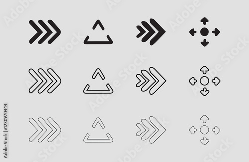 Set arrow icons. Different black arrows sign – stock vector arrow direction line vector set