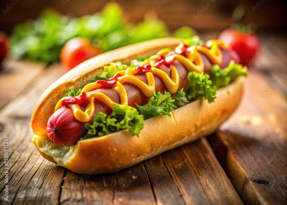 Tilt-shift magic transforms a simple hot dog into a delectable miniature street food masterpiece. Tilt-shift magic transforms a simple hot dog into a delectable miniature street food masterpiece.