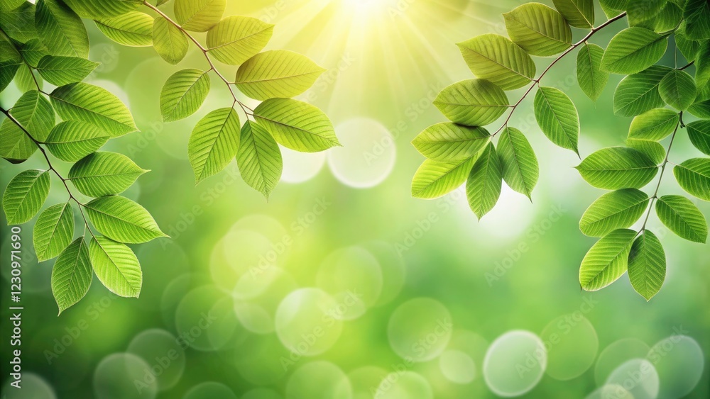 E-commerce Photography Background with Green Leaves and Soft Focus on White for Product Display, Branding, and Marketing Purposes E-commerce Photography Background with Green Leaves and Soft Focus on White for Product Display, Branding, and Marketing Purposes