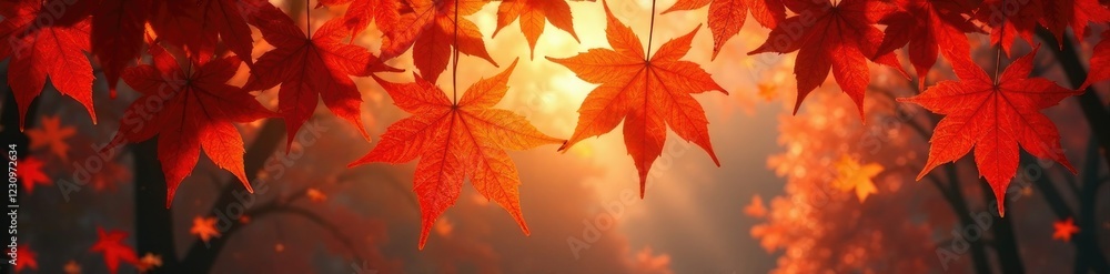 Swirling maples with scarlet and orange tones, autumnal, warm Swirling maples with scarlet and orange tones, autumnal, warm