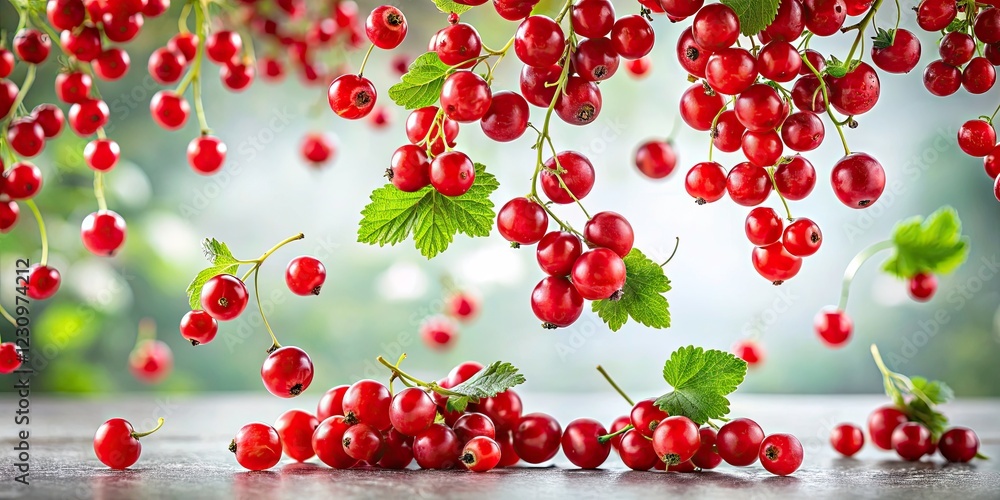 Fresh Red Currant Berries Falling Isolated on White Background – Perfect for Culinary, Health, and Nature Stock Photography Fresh Red Currant Berries Falling Isolated on White Background – Perfect for Culinary, Health, and Nature Stock Photography