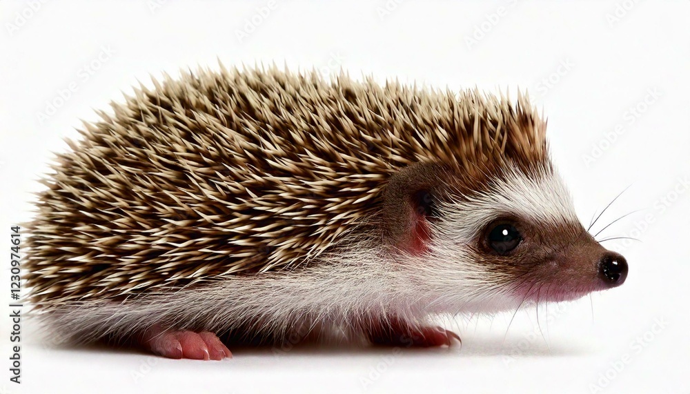 Obraz premium Four-toed Hedgehog, Atelerix albiventris, 3 weeks old, in front of white